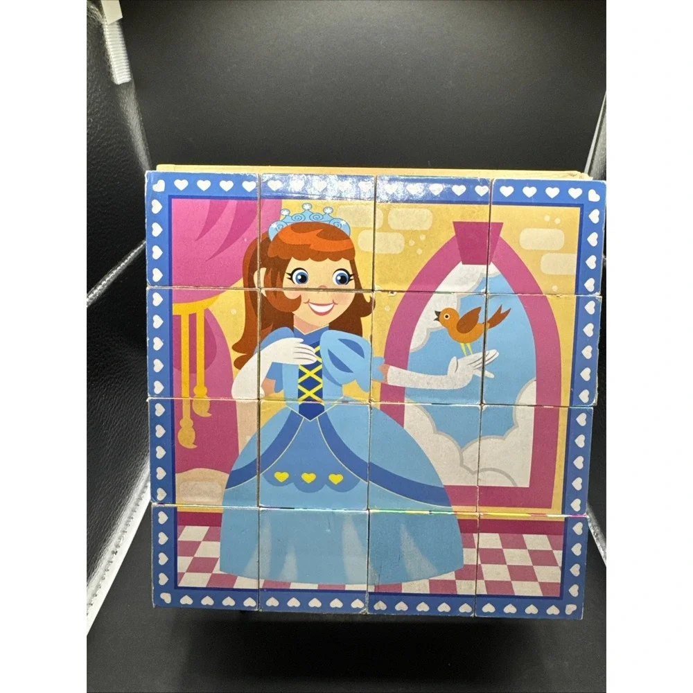 Melissa & Doug‎ Princess/Faries Cube Puzzle 16 Pieces Wood Blocks, 6 Puzzles